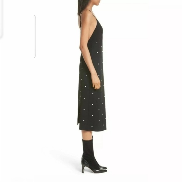 TIBI neve cami midi beaded slip dress polka dot crepe black size 10 - Picture 6 of 16